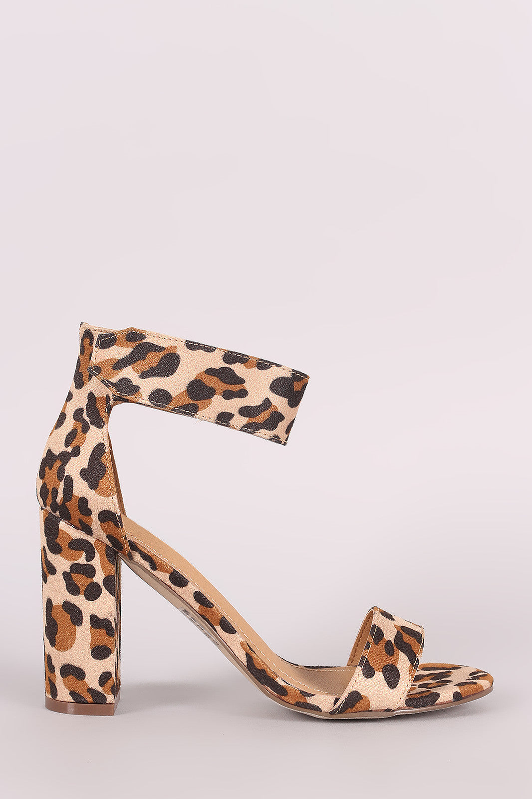 Breckelle Leopard Ankle Strap Chunky Heel