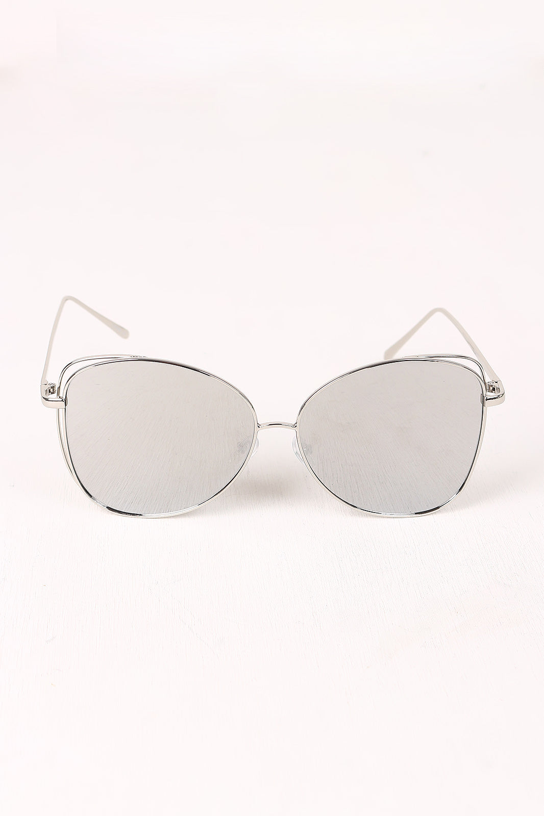 Wire Framed Mirrored Lens Aviator Sunglasses