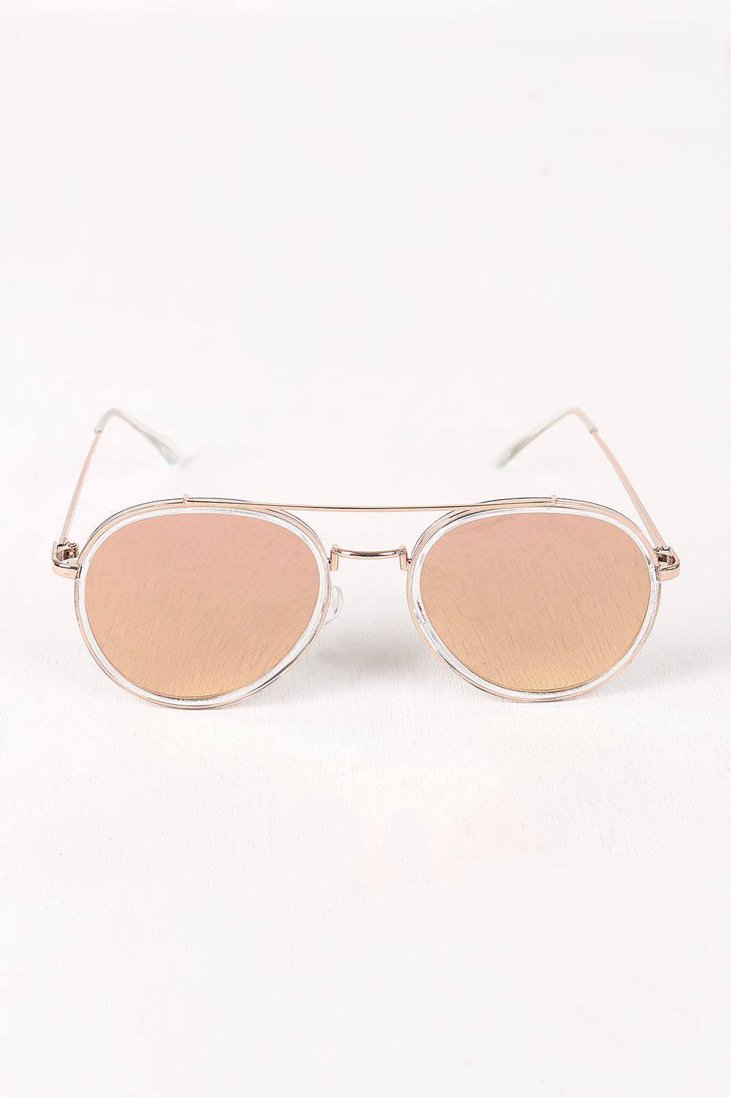 Wire Framed Mirrored Lens Sunglasses