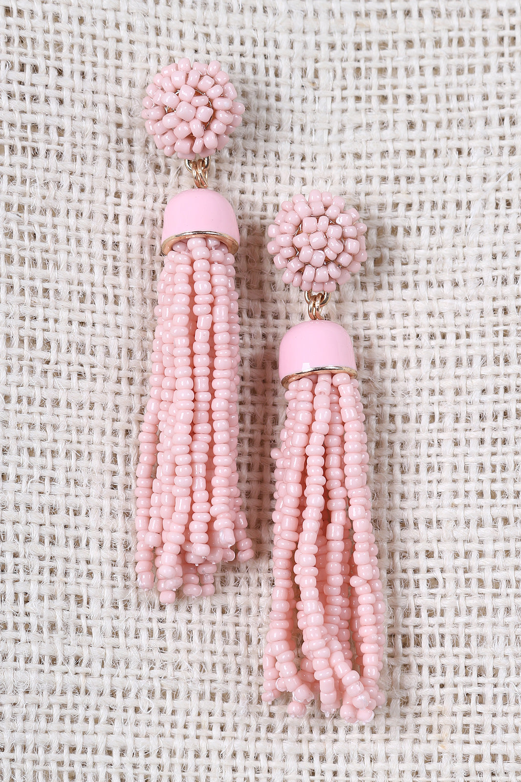 Beaded Cluster Tassel Dangle Earrings