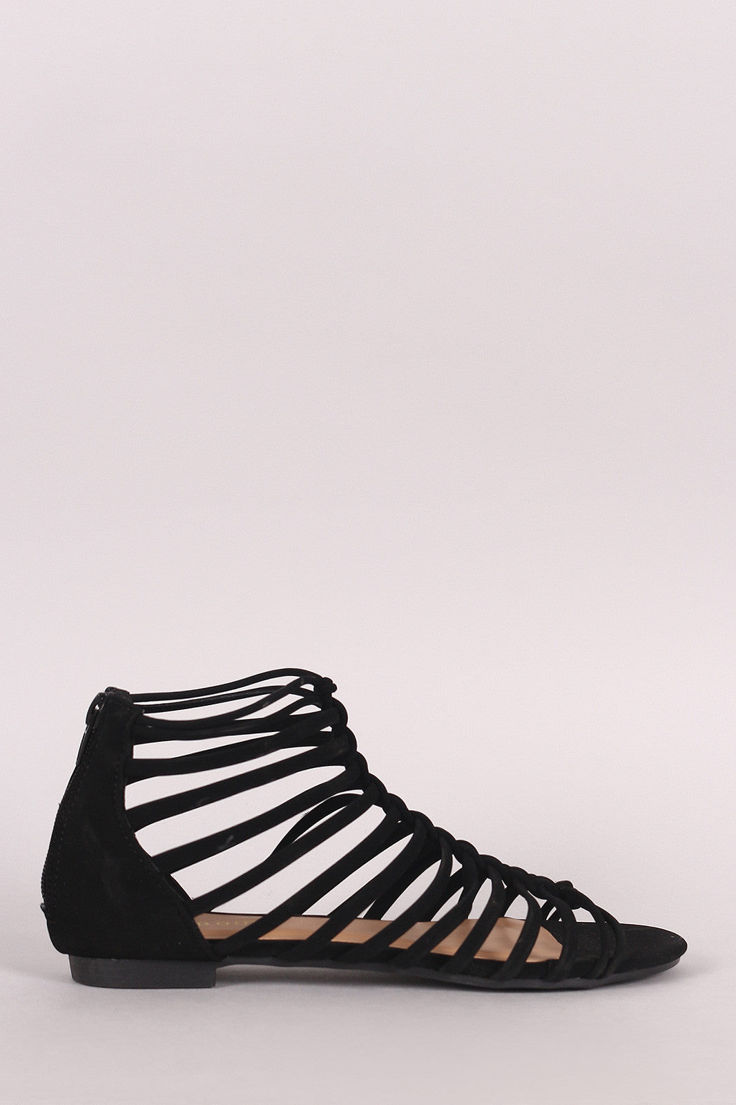 Bamboo Nubuck Braided Strappy Flat Sandal