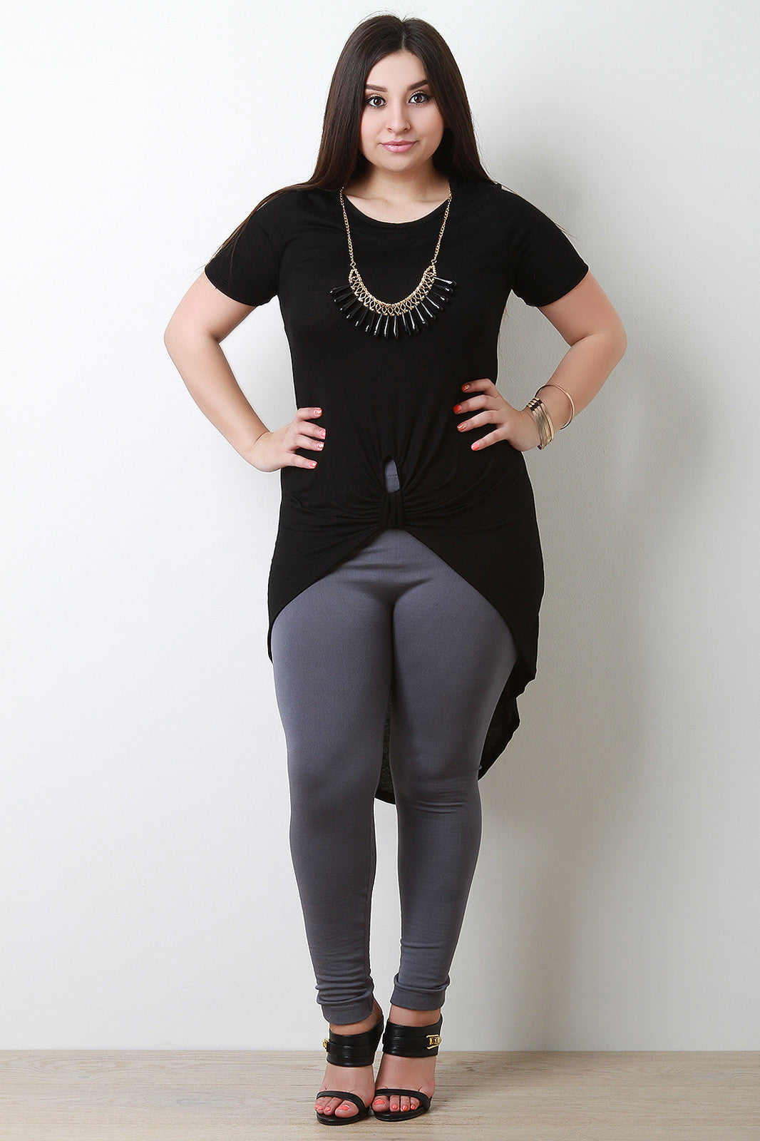 Beaded Necklace Twisted Knot High Low Maxi Top