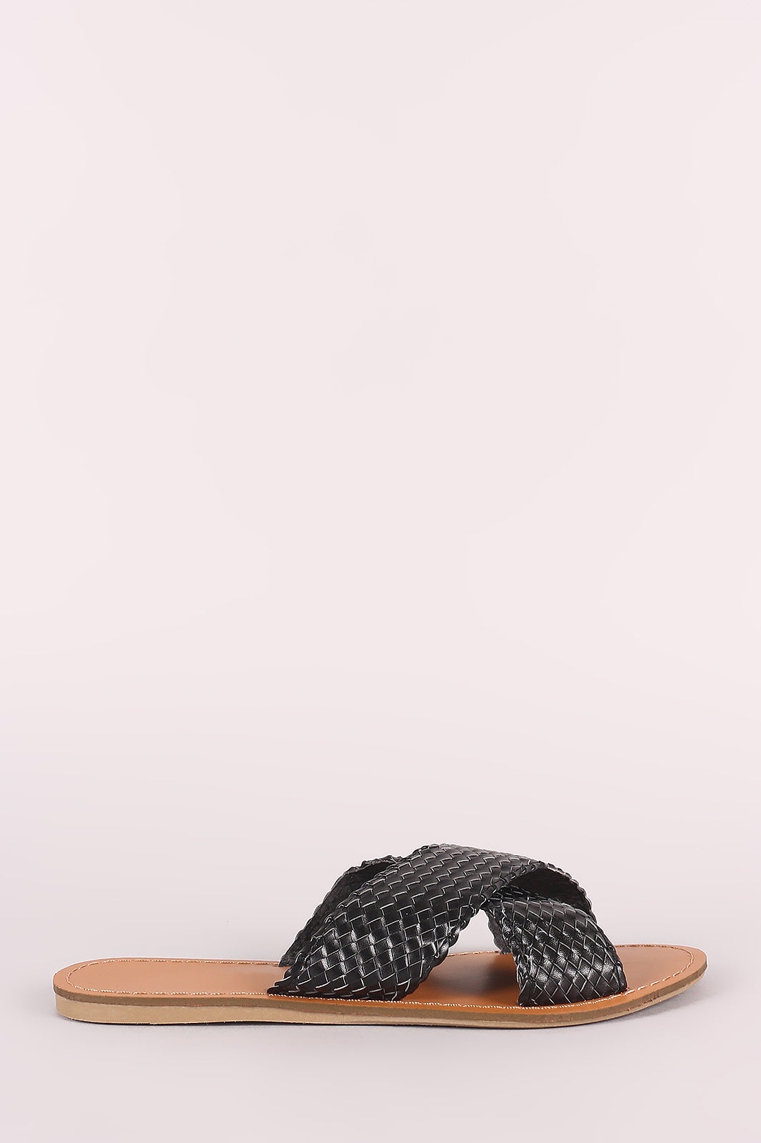 Bamboo Woven Crisscross Slip On Flat Sandal