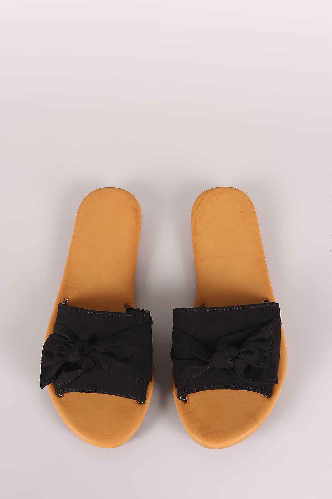 Bamboo Suede Knotted Bow Slide Sandal