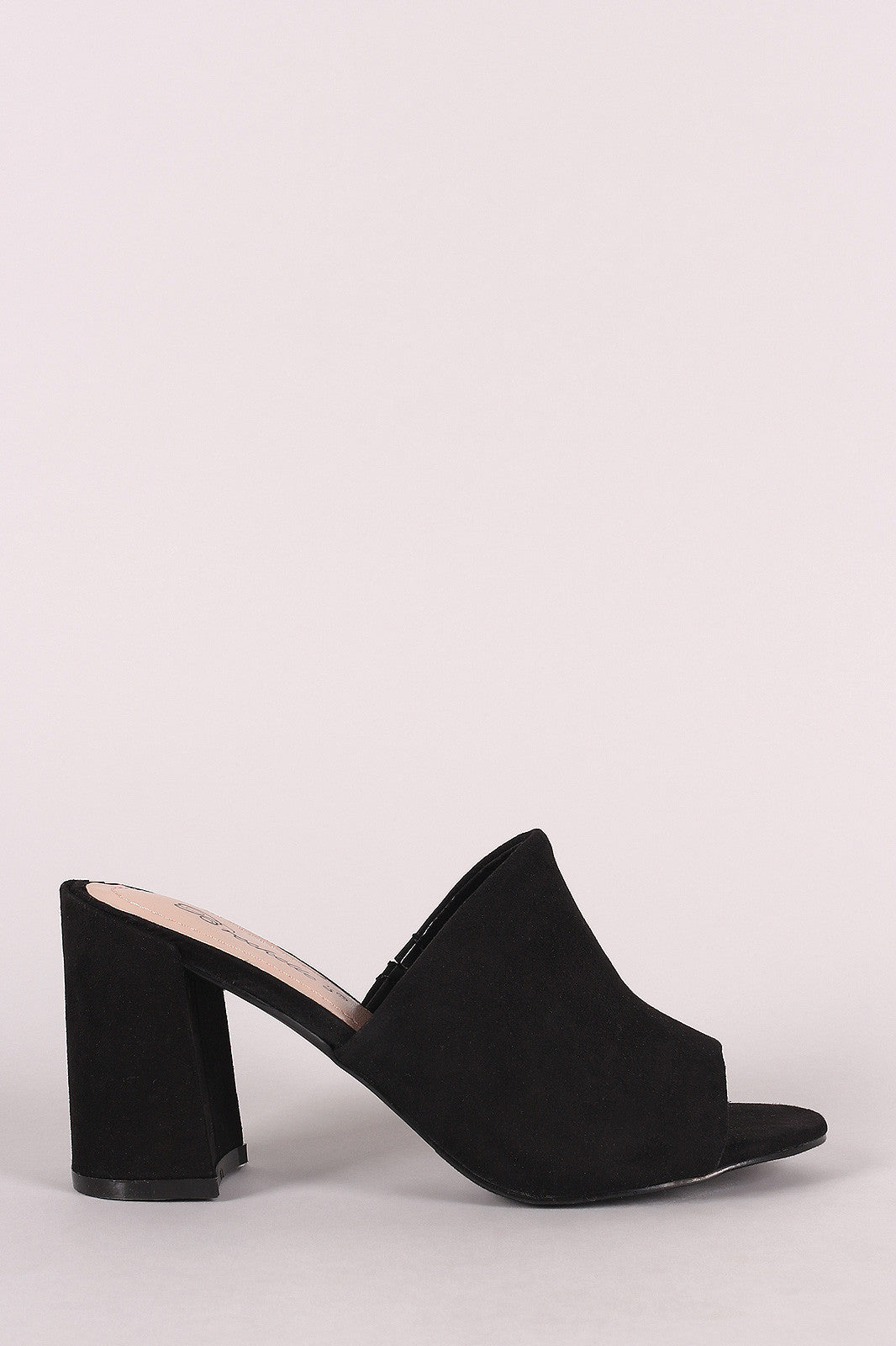 Breckelle Suede Open Toe Mule Chunky Heel