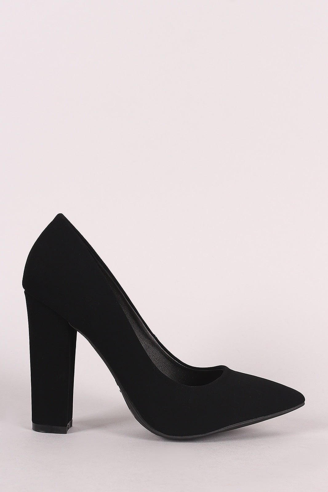 Bamboo Nubuck Pointy Toe Chunky Heel Pump