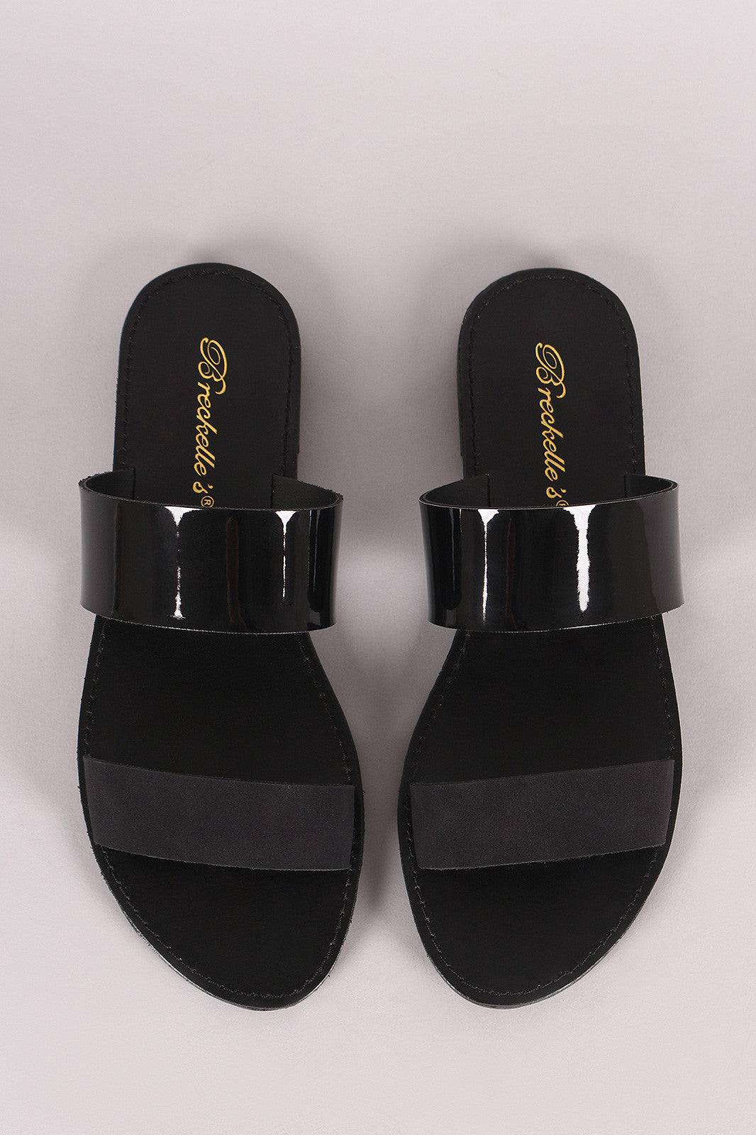 Breckelle Patent Double Band Slide Flat Sandal