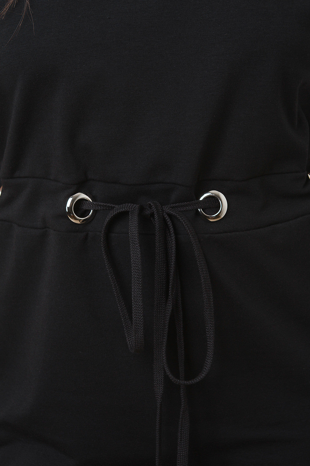 Boat Neck Grommet Embellished Midi Dress