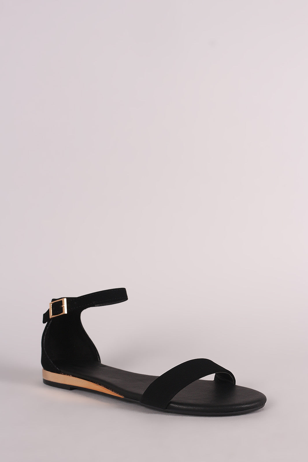 Bamboo Nubuck Ankle Strap Open Toe Flat Sandal