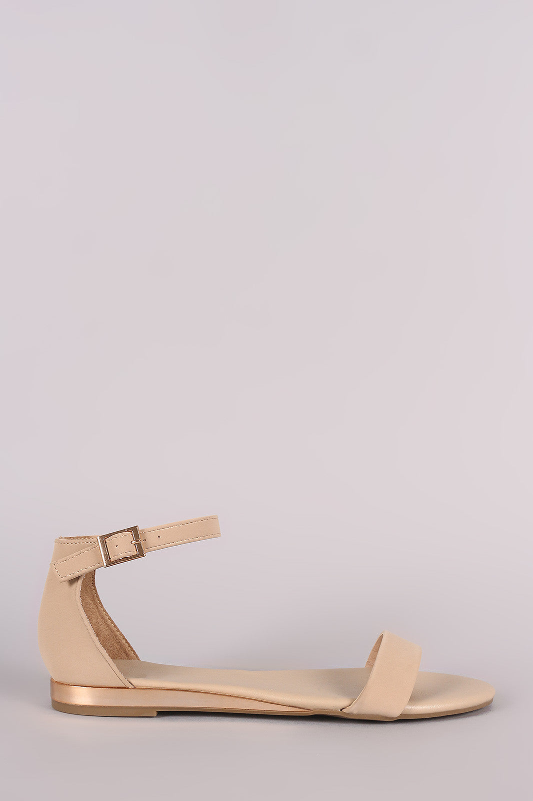 Bamboo Nubuck Ankle Strap Open Toe Flat Sandal