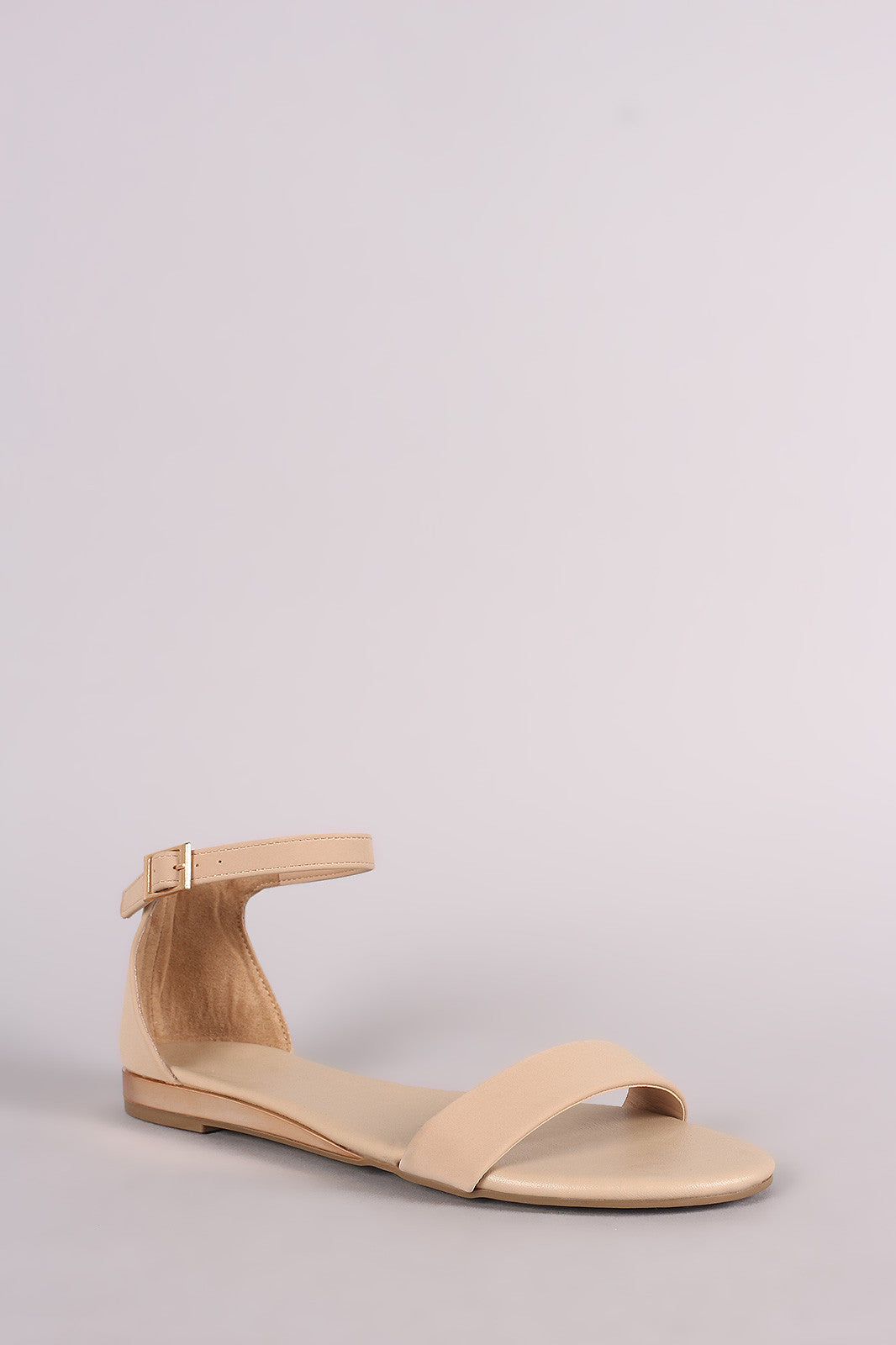 Bamboo Nubuck Ankle Strap Open Toe Flat Sandal