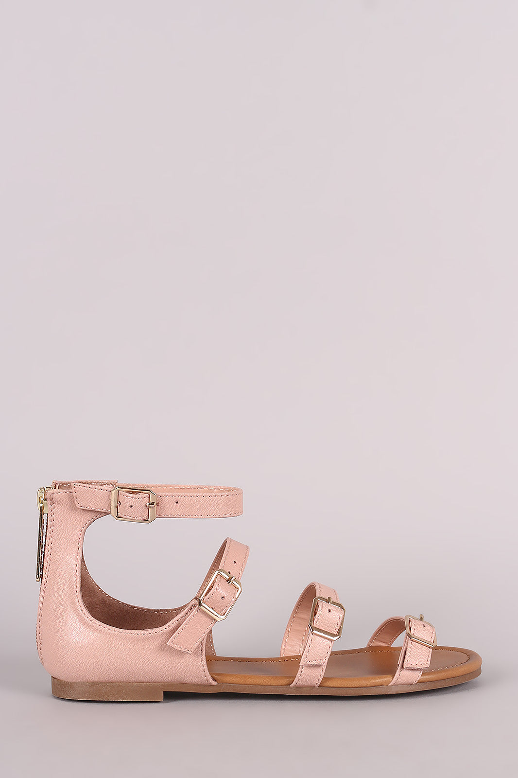Breckelle Strappy Buckled Open Toe Flat Sandal