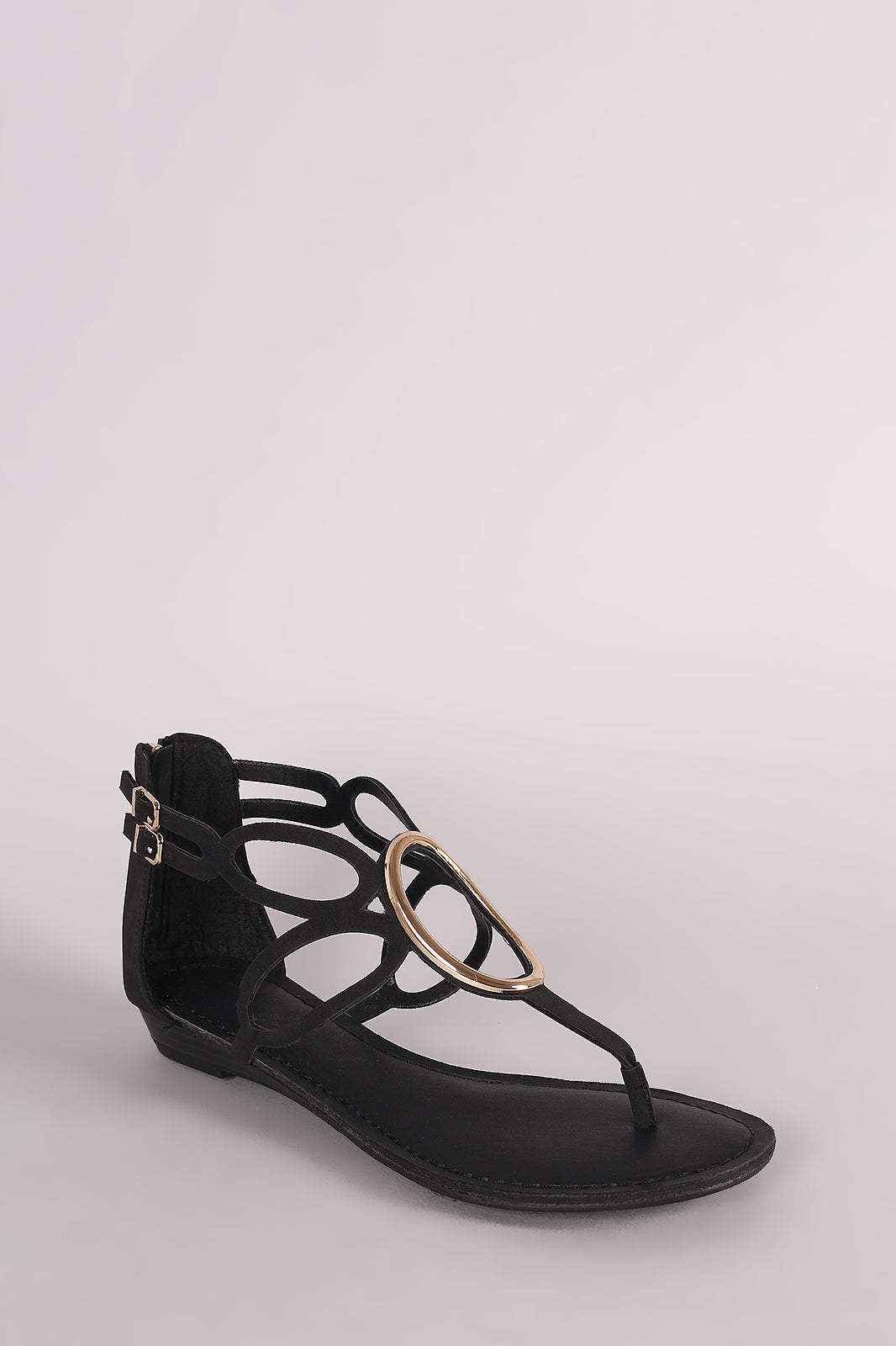 Breckelle Nubuck O-Ring Accent Cutout Thong Flat Sandal