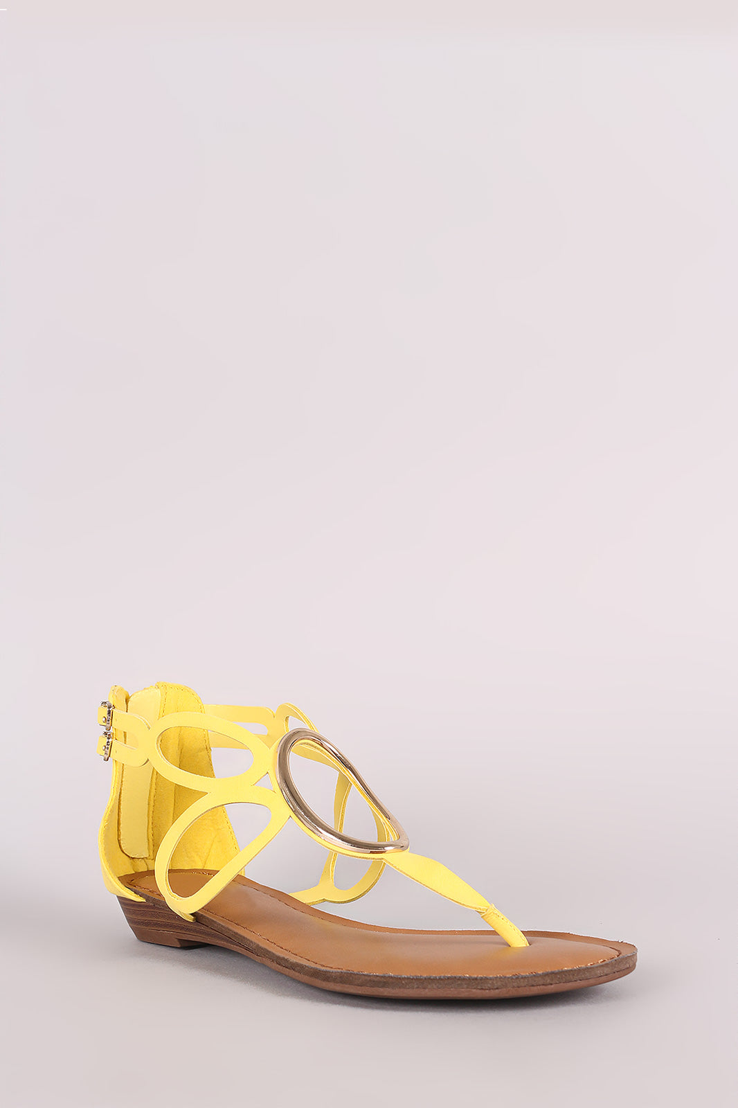 Breckelle Nubuck O-Ring Accent Cutout Thong Flat Sandal