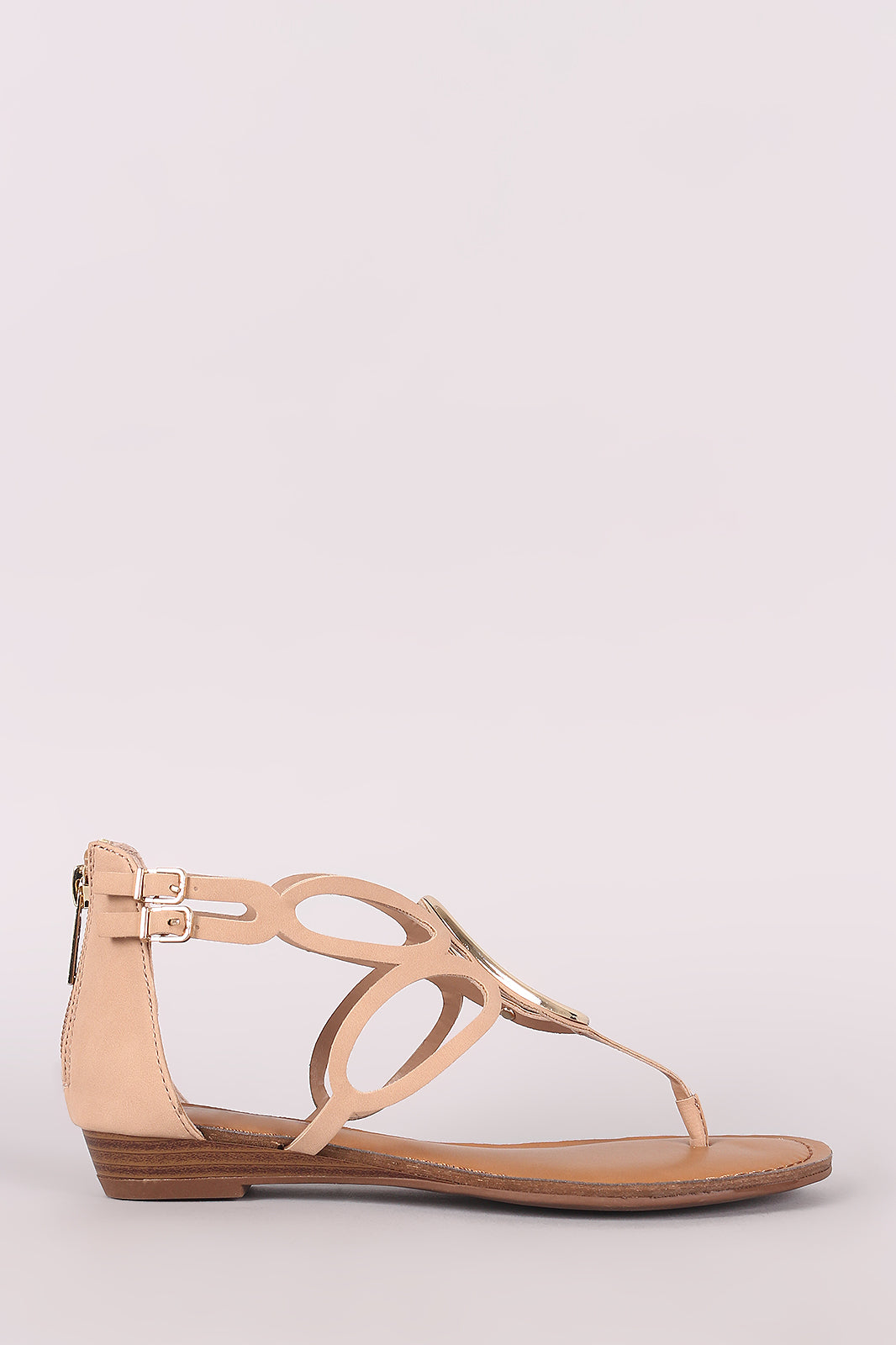 Breckelle Nubuck O-Ring Accent Cutout Thong Flat Sandal