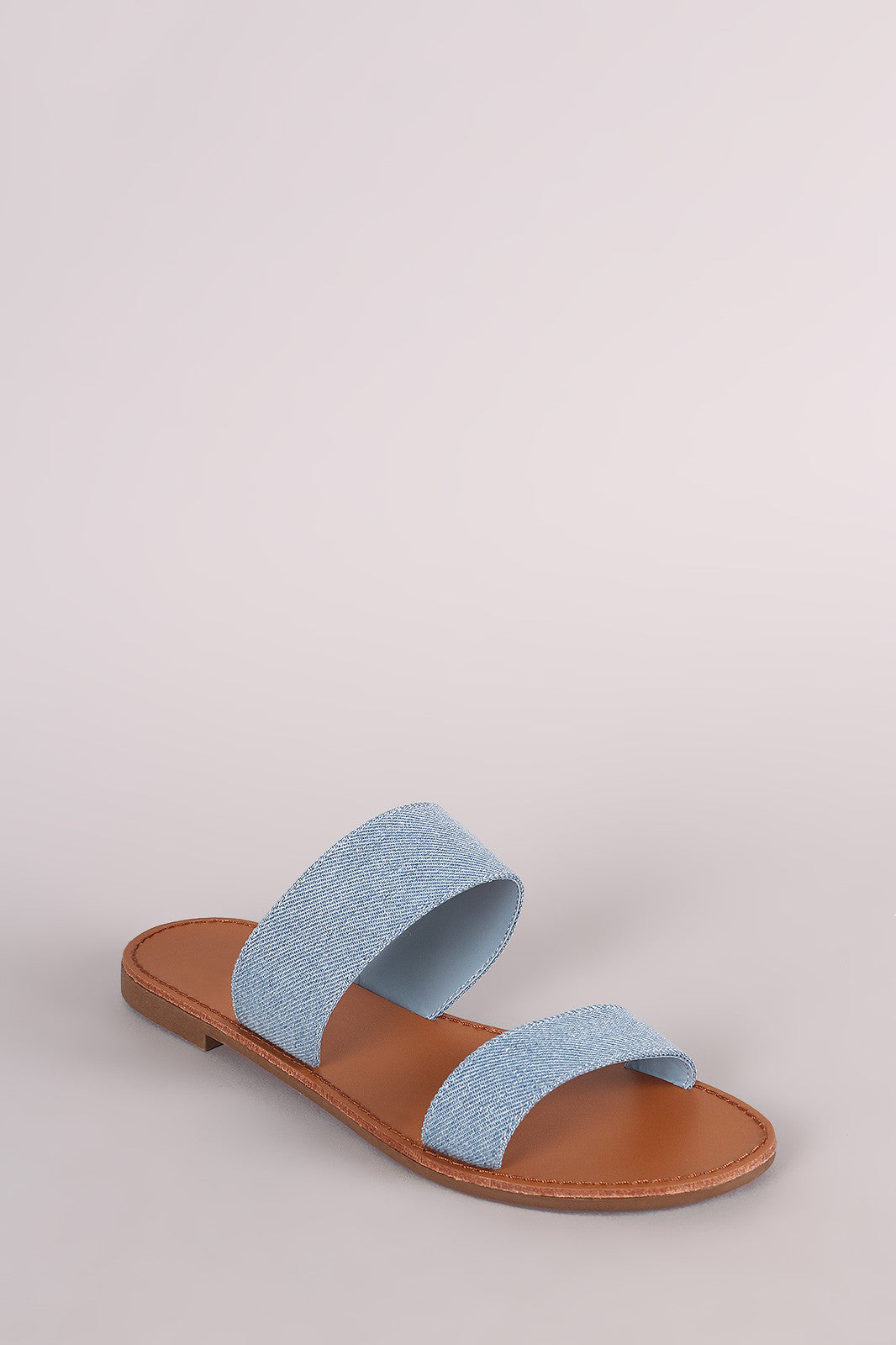 Breckelle Double Denim Band Slide Sandal