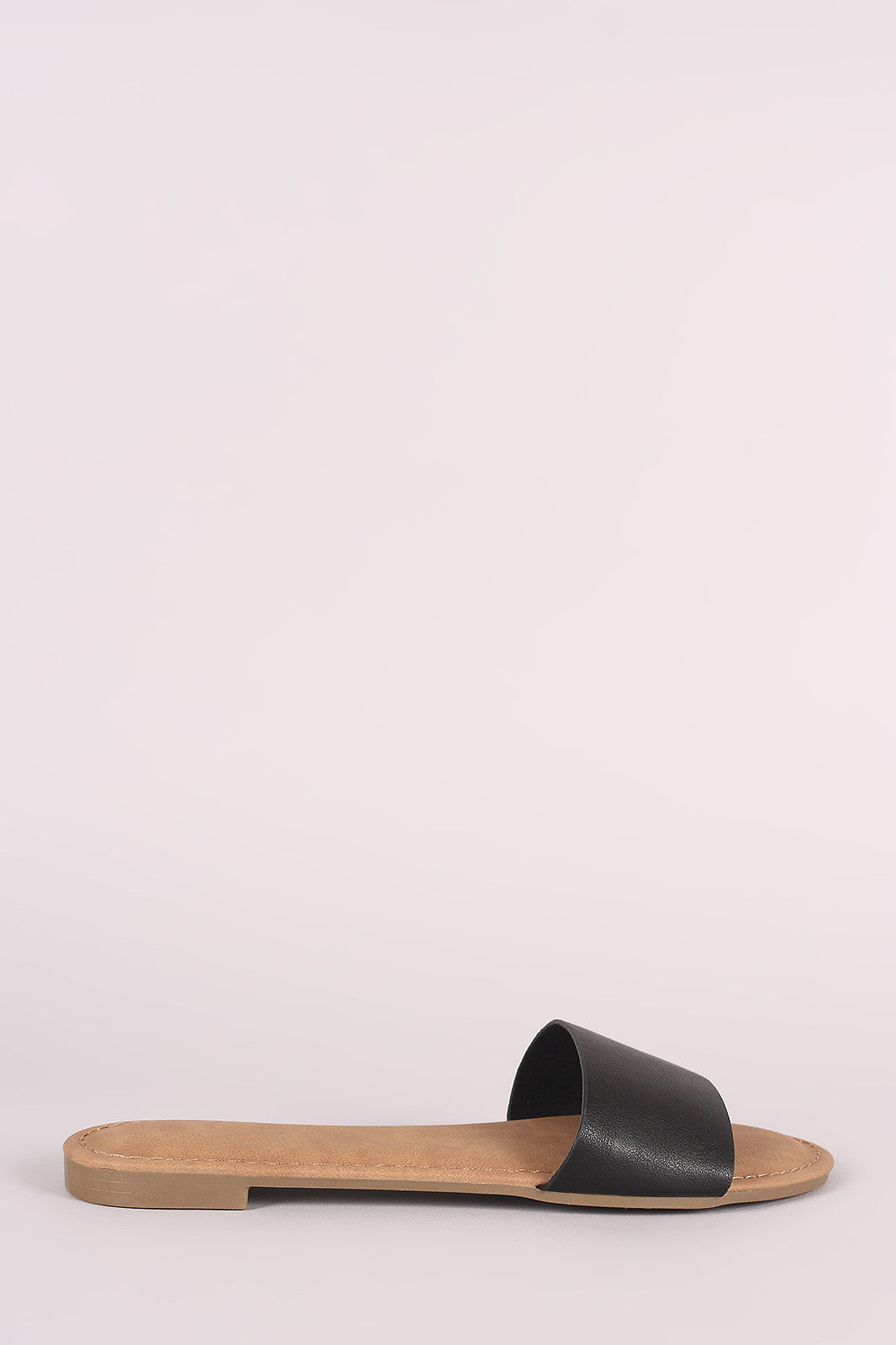 Bamboo Leather Single Wide Band Slip-On Sandal