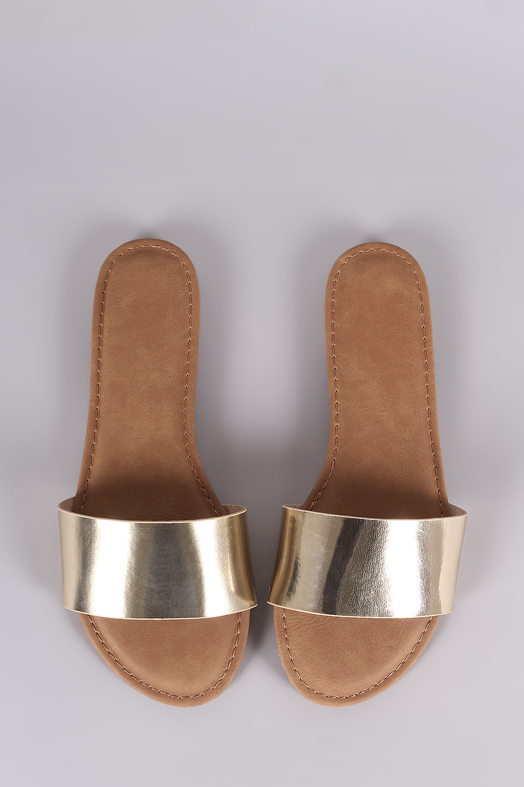 Bamboo Metallic Single Wide Band Slip-On Sandal