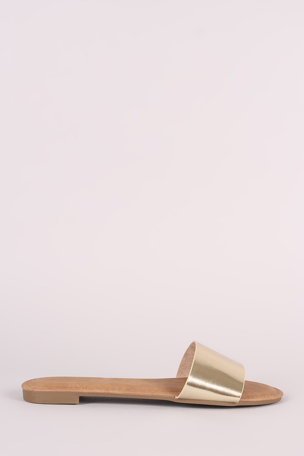 Bamboo Metallic Single Wide Band Slip-On Sandal