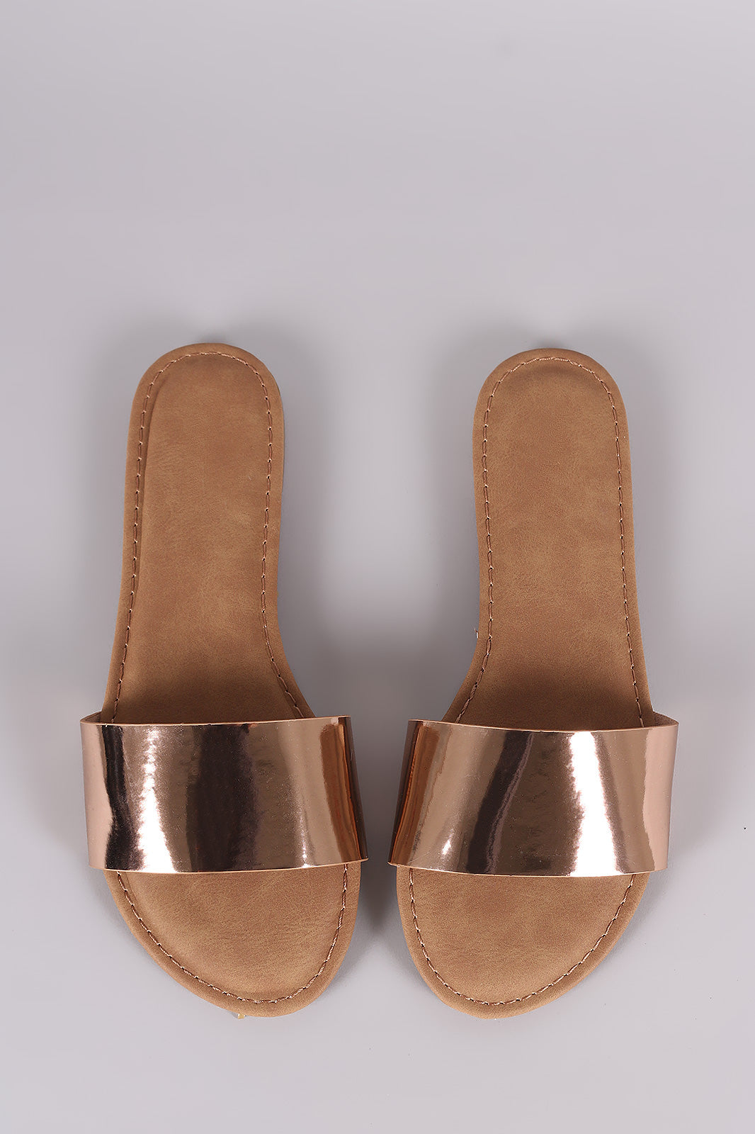 Bamboo Metallic Single Wide Band Slip-On Sandal
