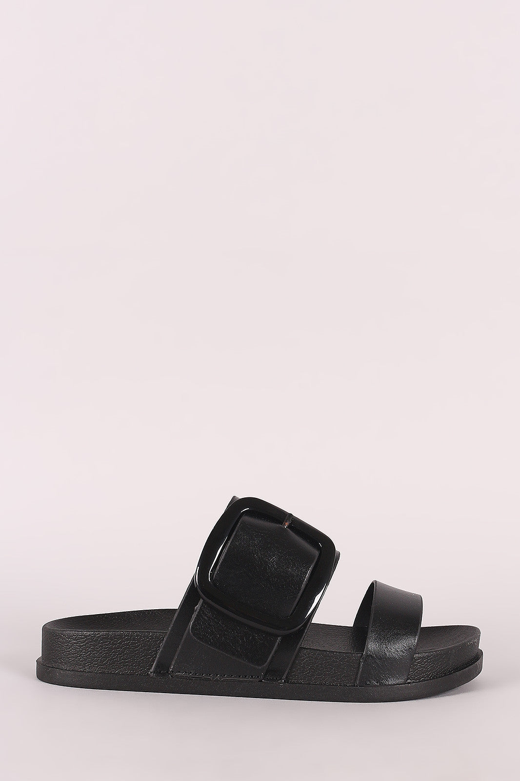 Buckled Double Band Open Toe Slide Sandal