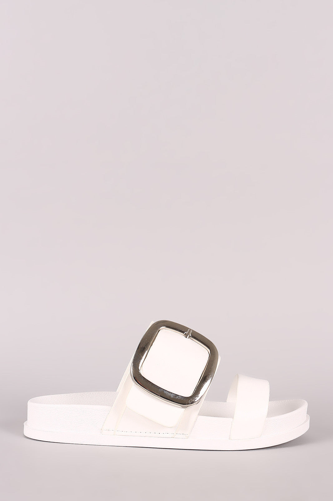 Buckled Double Band Open Toe Slide Sandal