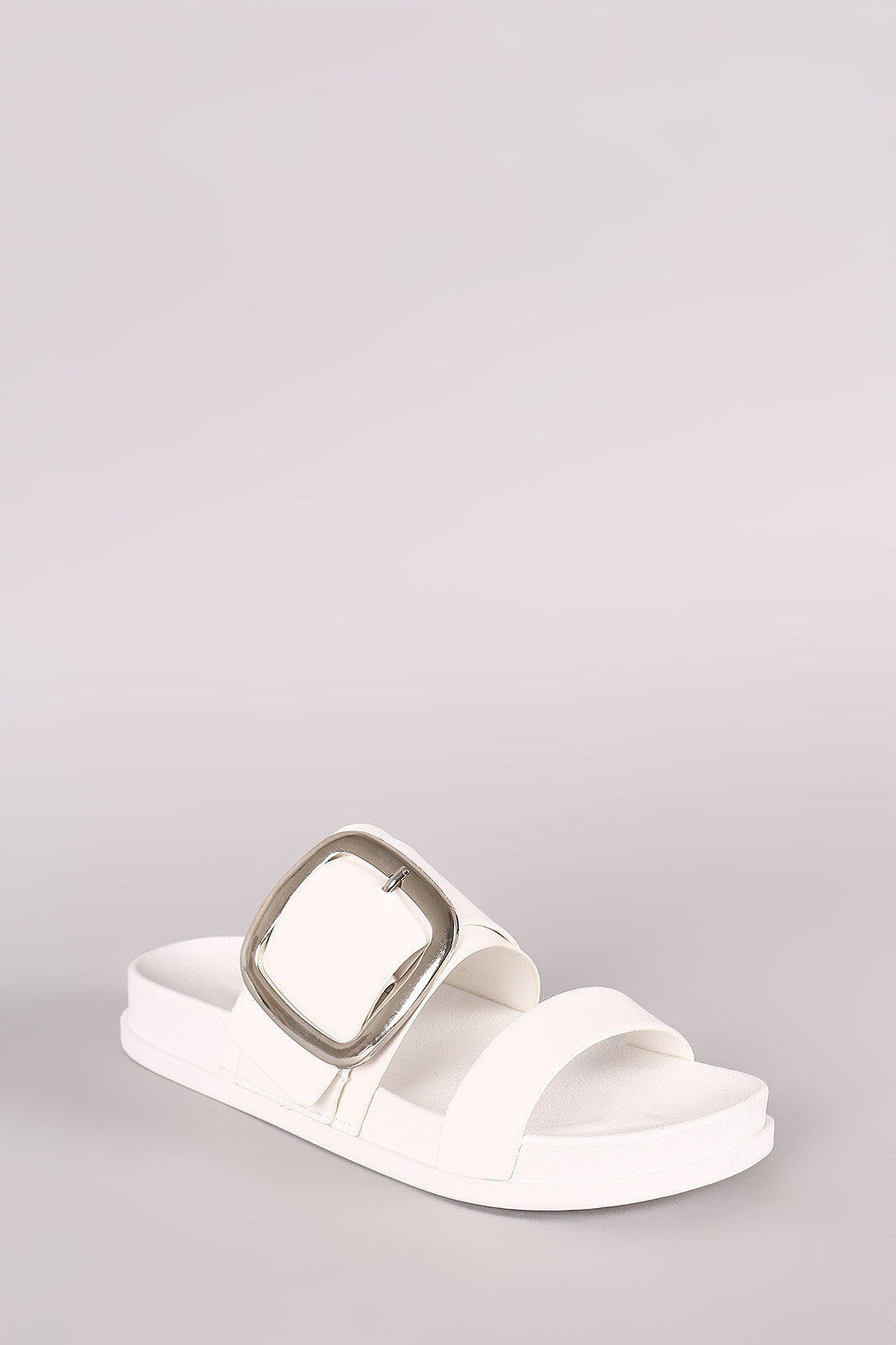 Buckled Double Band Open Toe Slide Sandal