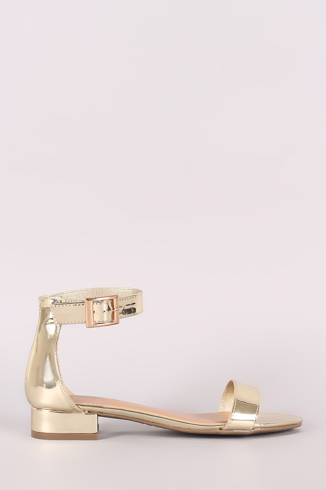 Bamboo Metallic Open Toe Ankle Strap Sandal