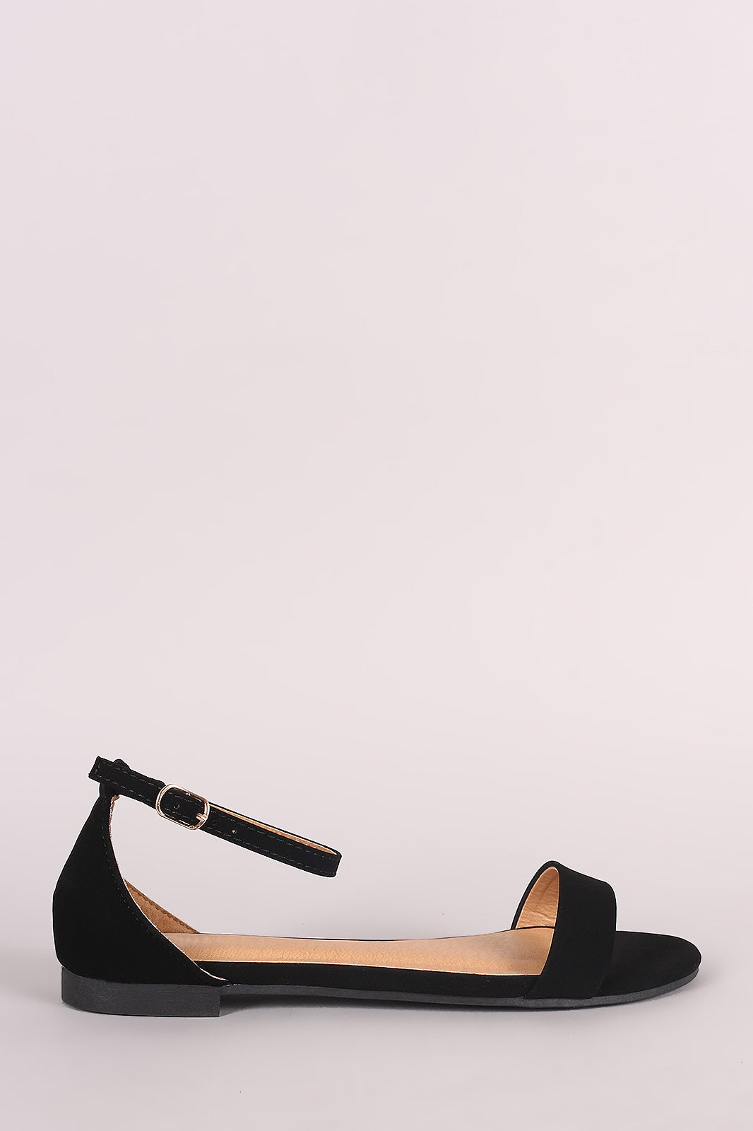 Bamboo Nubuck Open Toe Ankle Strap Flat Sandal