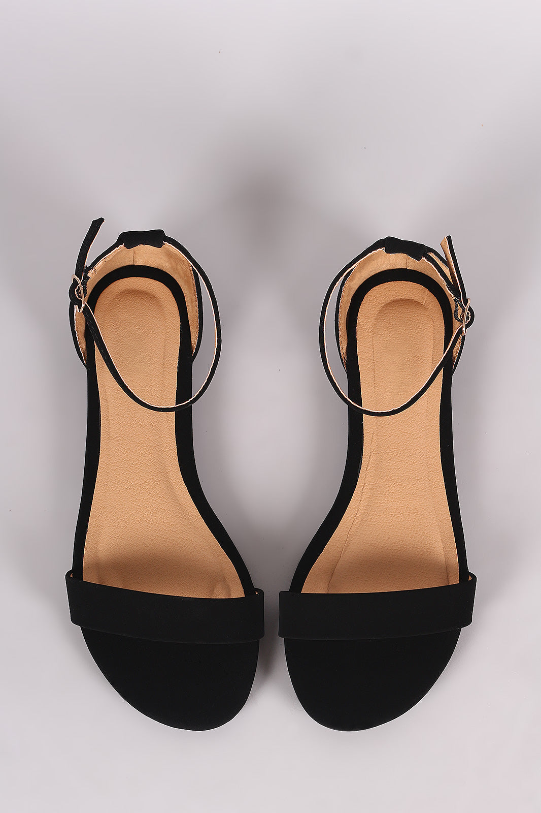 Bamboo Nubuck Open Toe Ankle Strap Flat Sandal