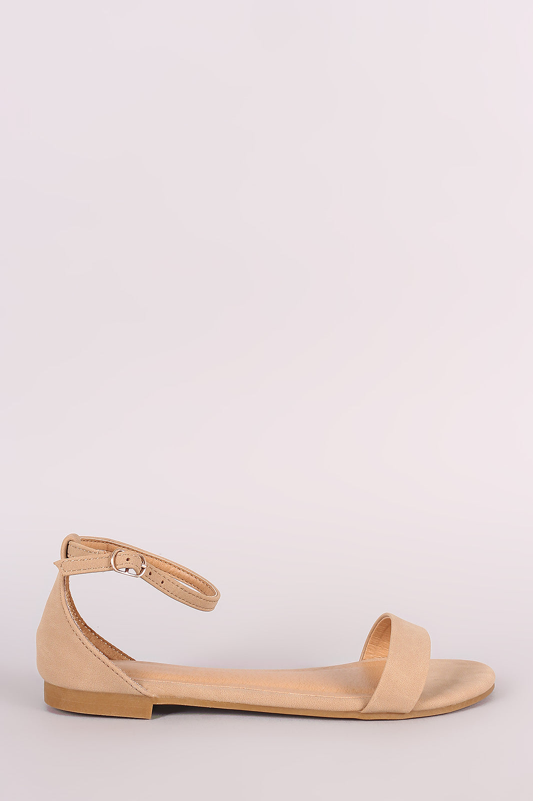 Bamboo Nubuck Open Toe Ankle Strap Flat Sandal