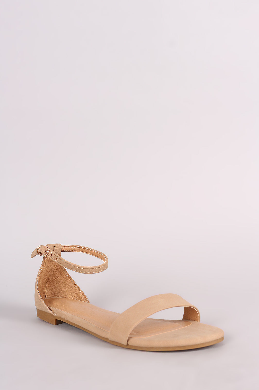 Bamboo Nubuck Open Toe Ankle Strap Flat Sandal