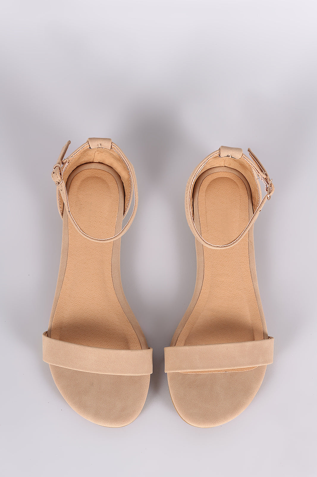 Bamboo Nubuck Open Toe Ankle Strap Flat Sandal