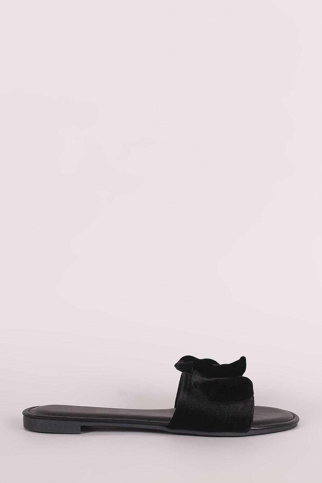 Bamboo Velvet Bow Open Toe Slide Sandal