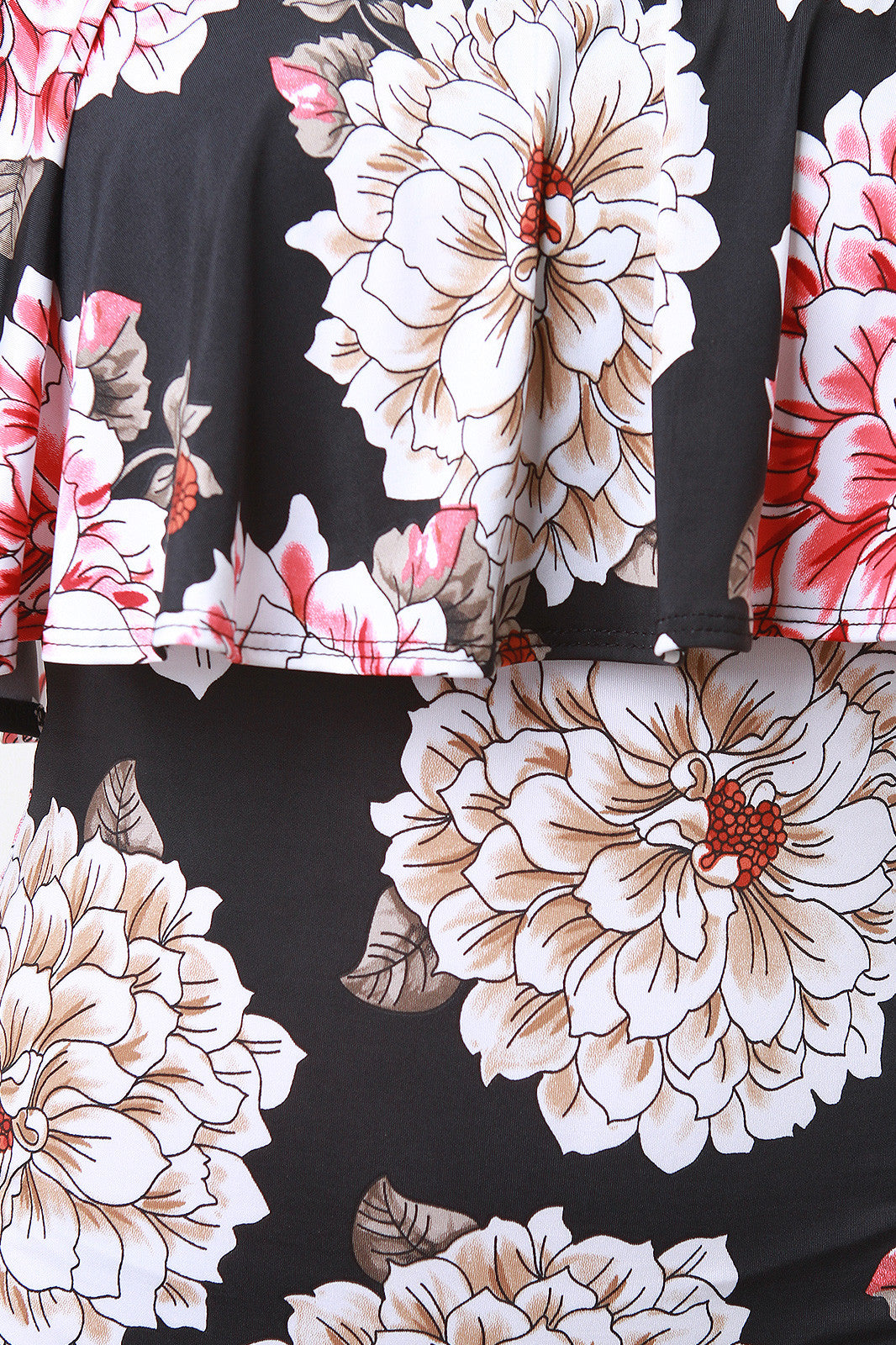 Zinnia Floral Print Ruffle Tiered Bardot Maxi Dress
