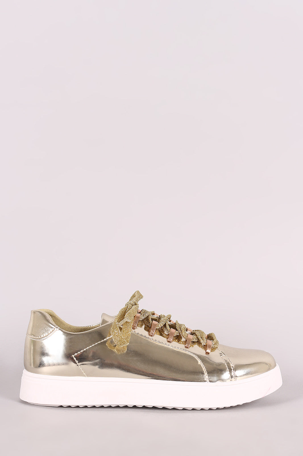 Bamboo Mirror Metallic Low Top Lace Up Sneaker