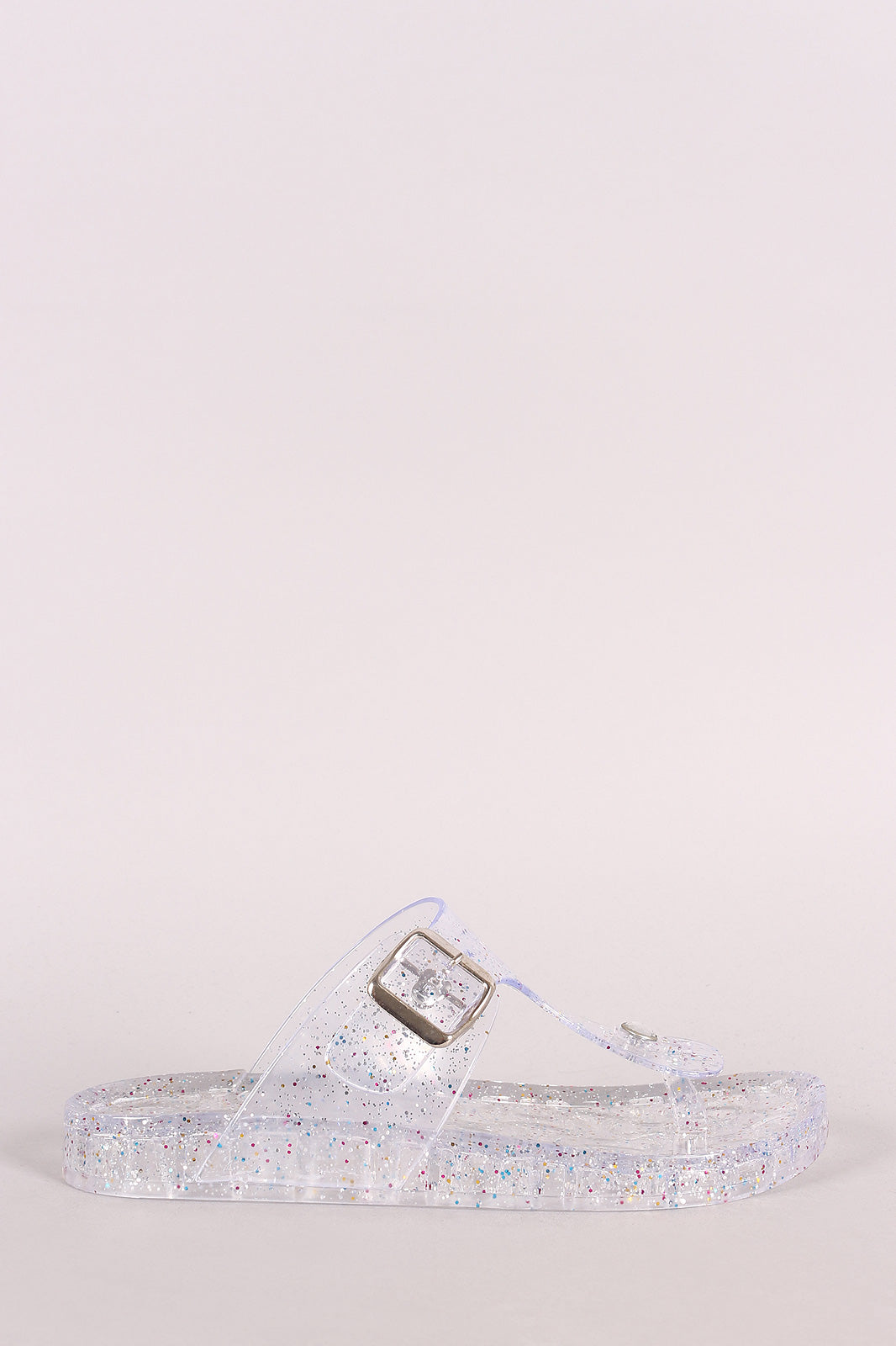 Bamboo Glitter Jelly T-Strap Thong Slide Sandal