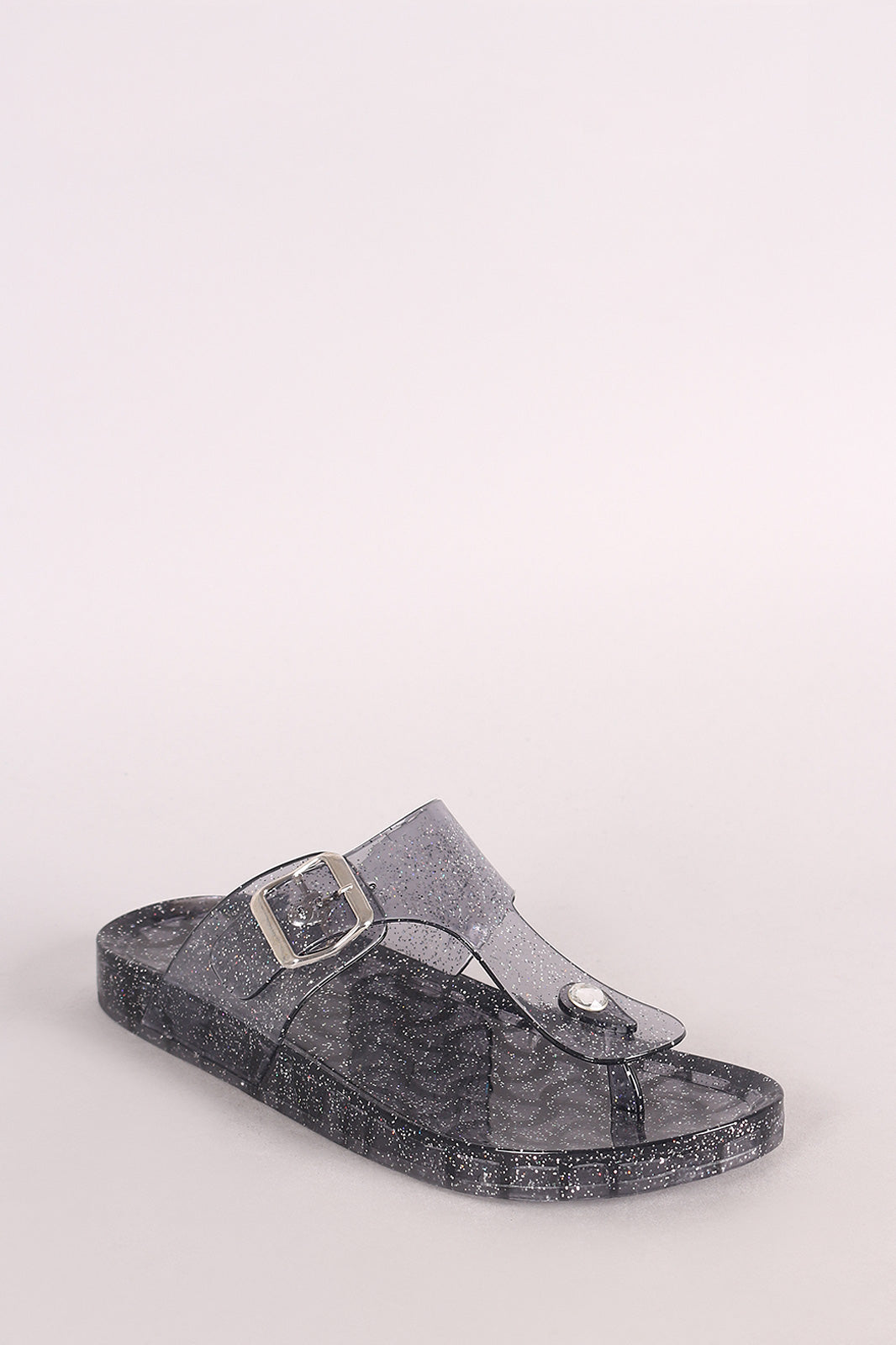 Bamboo Glitter Jelly T-Strap Thong Slide Sandal