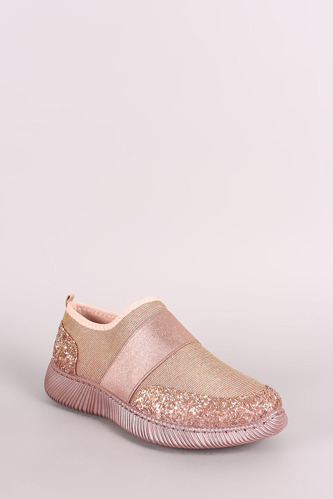 Bamboo Sparkling Glitter Rigged Slip On Sneaker