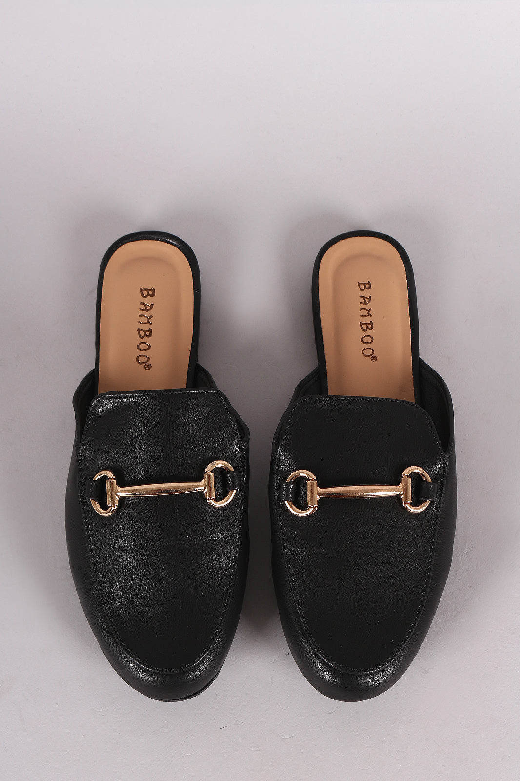 Bamboo Vegan Leather Horsebit Slip On Mule Flat