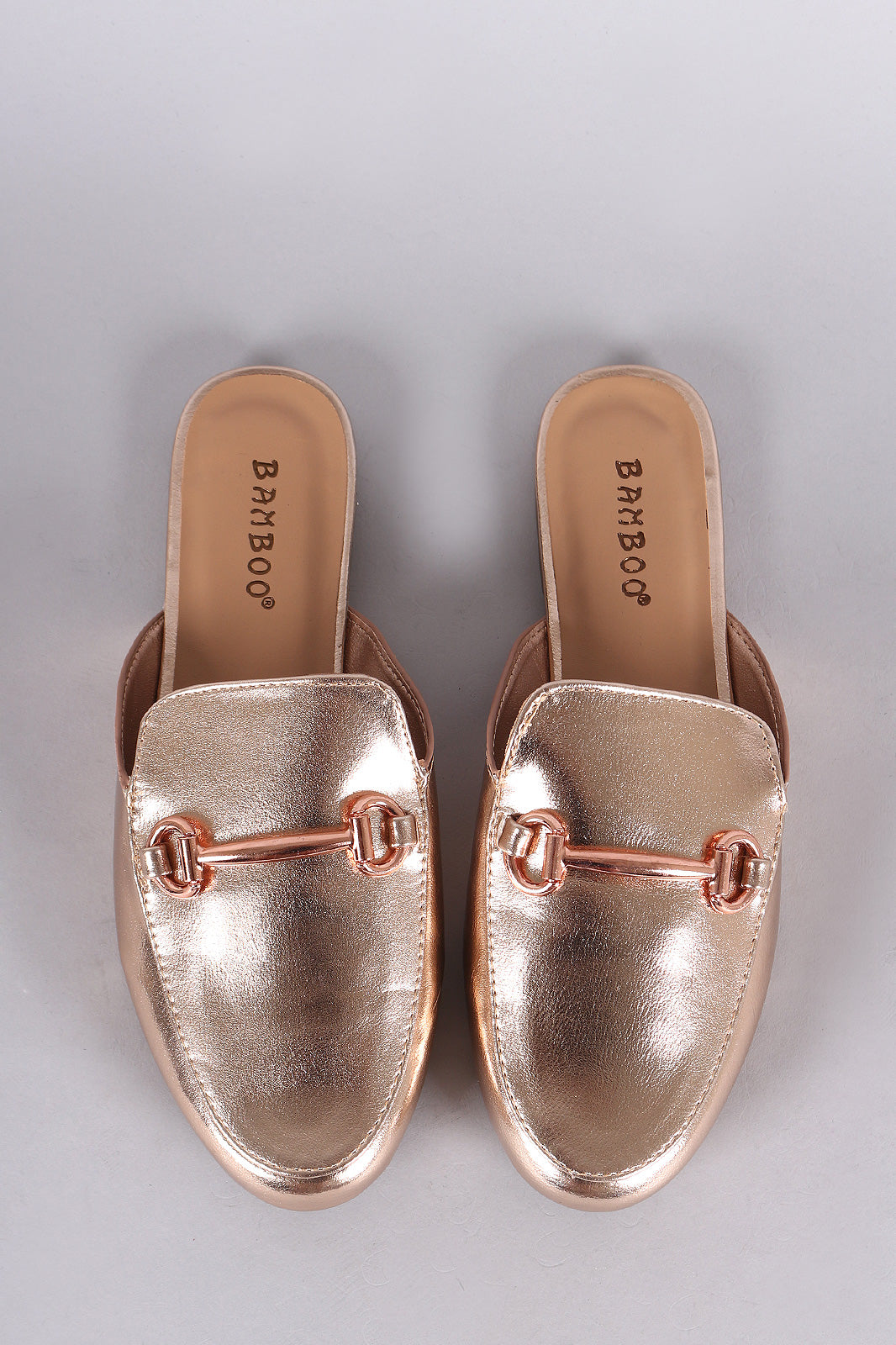 Bamboo Vegan Leather Horsebit Slip On Mule Flat