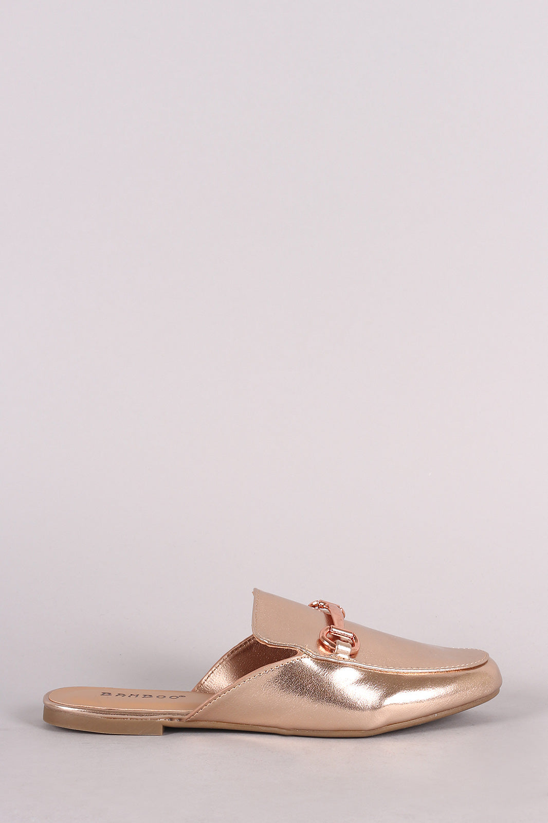 Bamboo Vegan Leather Horsebit Slip On Mule Flat