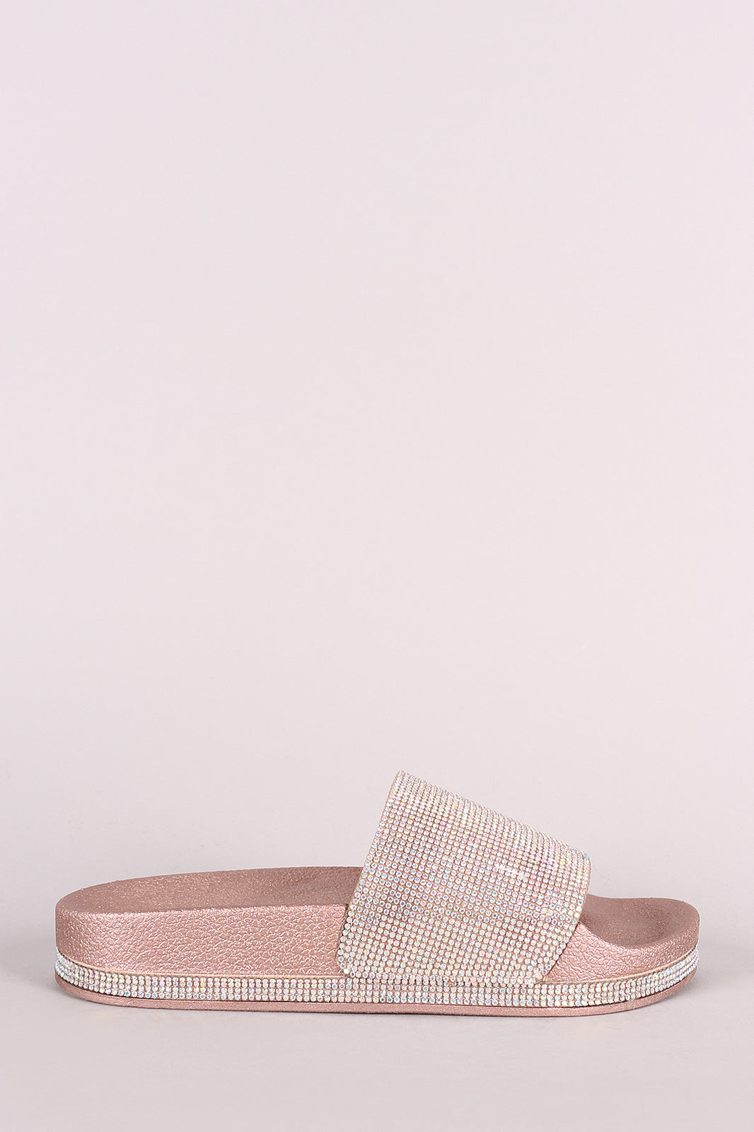 Bamboo Rhinestone Embellished Open Toe Slide Sandal