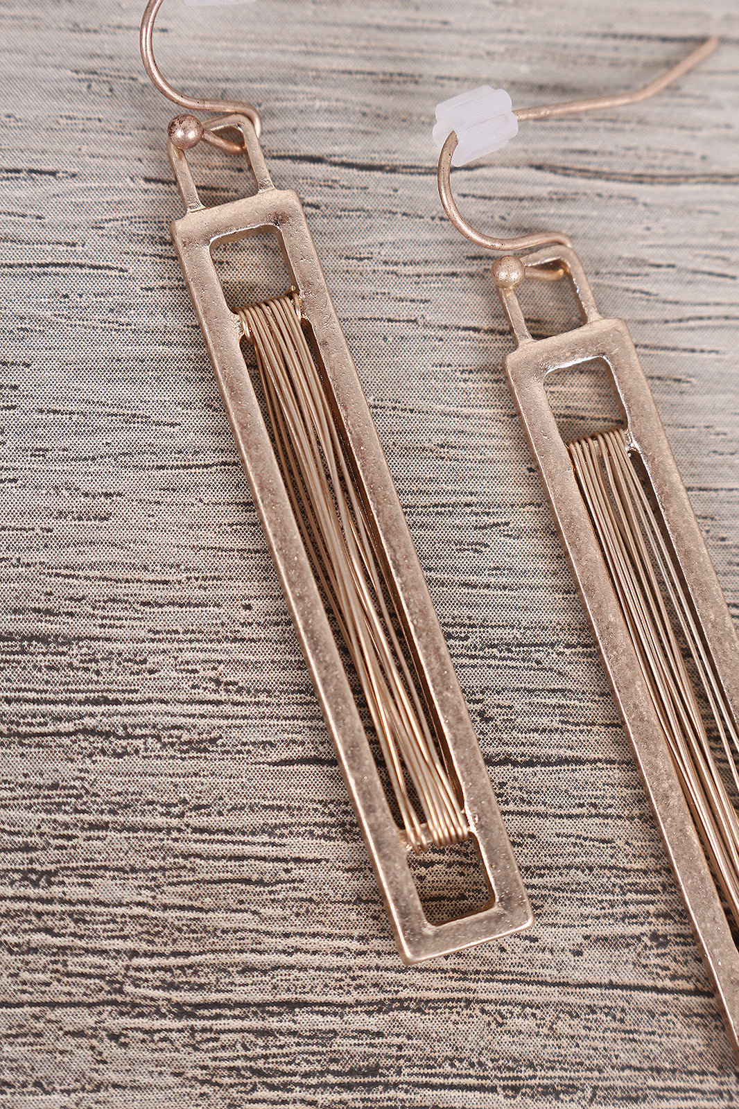 Wrapped Wire Rectangle Earrings