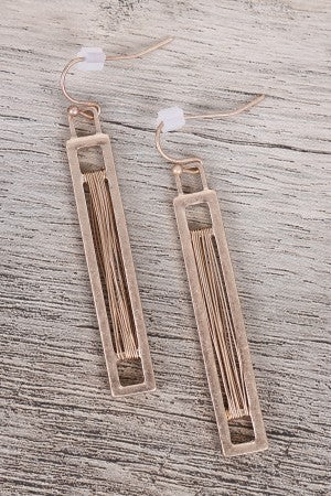 Wrapped Wire Rectangle Earrings
