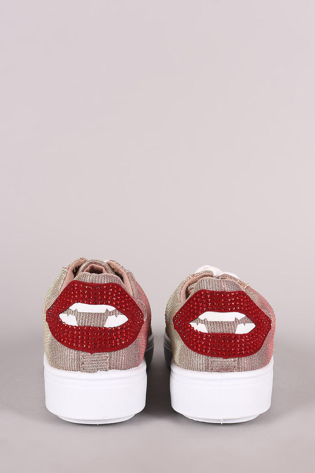 Bamboo Lip Applique Glitter Lace Up Sneaker