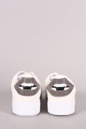 Bamboo Lip Applique Low Top Lace Up Sneaker