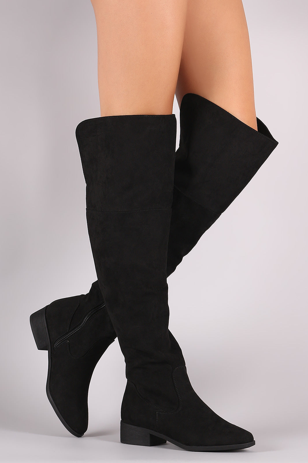Bamboo Suede Back Slit Over-The-Knee Riding Boots