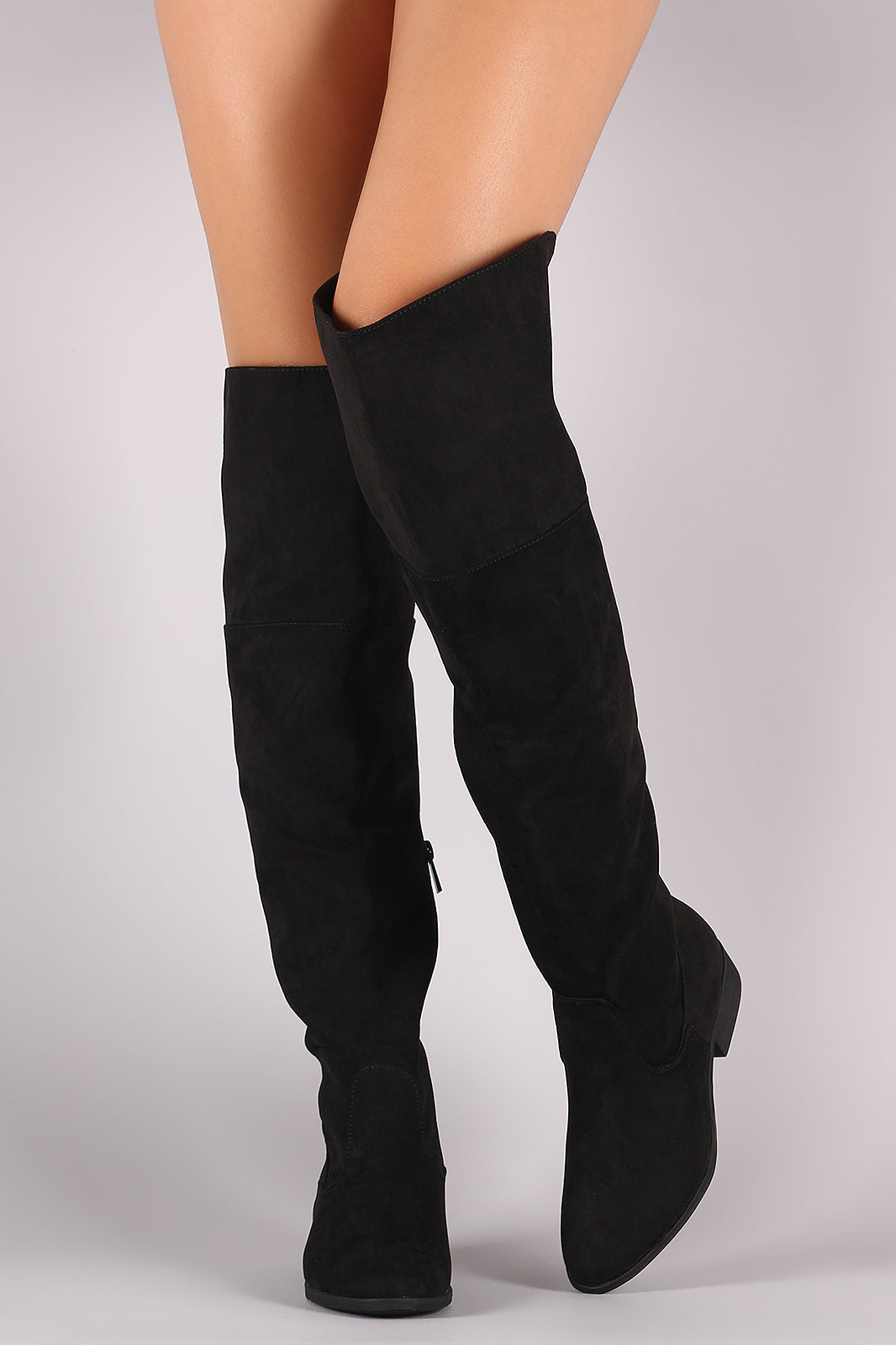 Bamboo Suede Back Slit Over-The-Knee Riding Boots