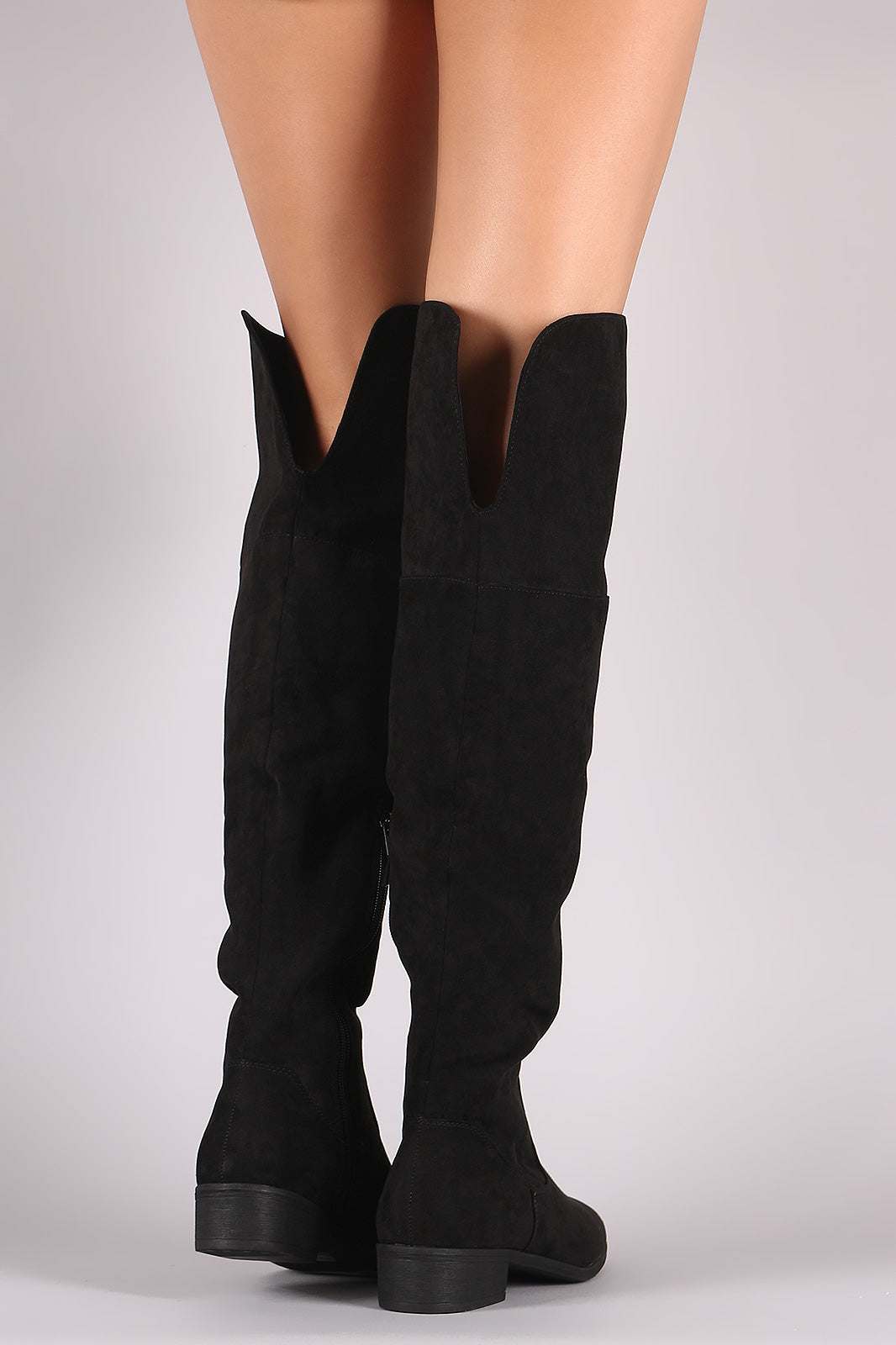 Bamboo Suede Back Slit Over-The-Knee Riding Boots